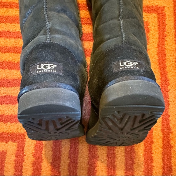 $395 UGG Bailey Button Over-the-Knee OTK 2-way Black Suede Shearling Fur Boots 8 - Picture 5 of 13